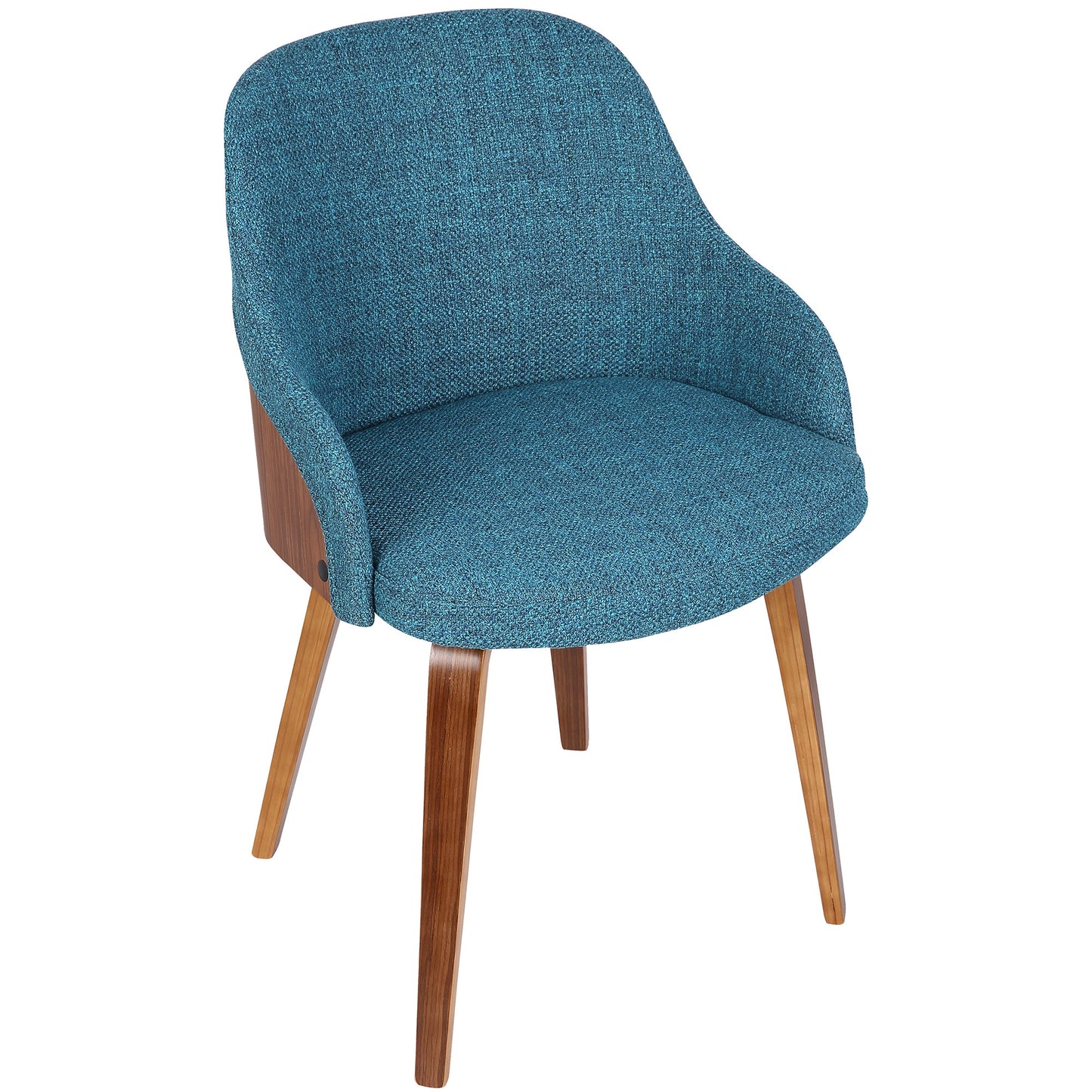 Bacci Mid-Century Modern Dining/ Accent Chair in Walnut Wood and Cream Fabric