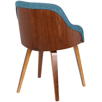 Bacci Mid-Century Modern Dining/ Accent Chair in Walnut Wood and Cream Fabric