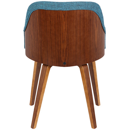 Bacci Mid-Century Modern Dining/ Accent Chair in Walnut Wood and Cream Fabric