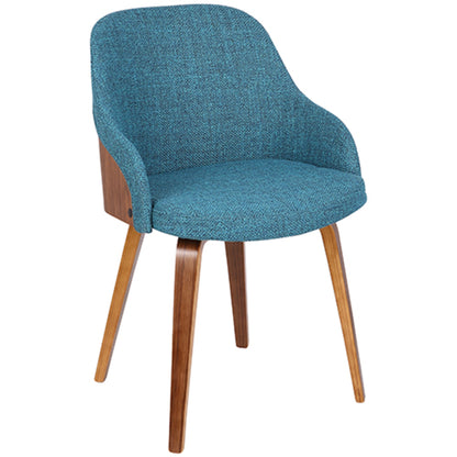 Bacci Mid-Century Modern Dining/ Accent Chair in Walnut Wood and Cream Fabric