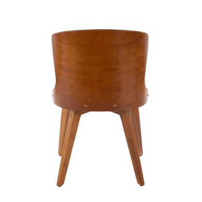 Bocello Mid-Century Chair in Walnut and Black Faux Leather