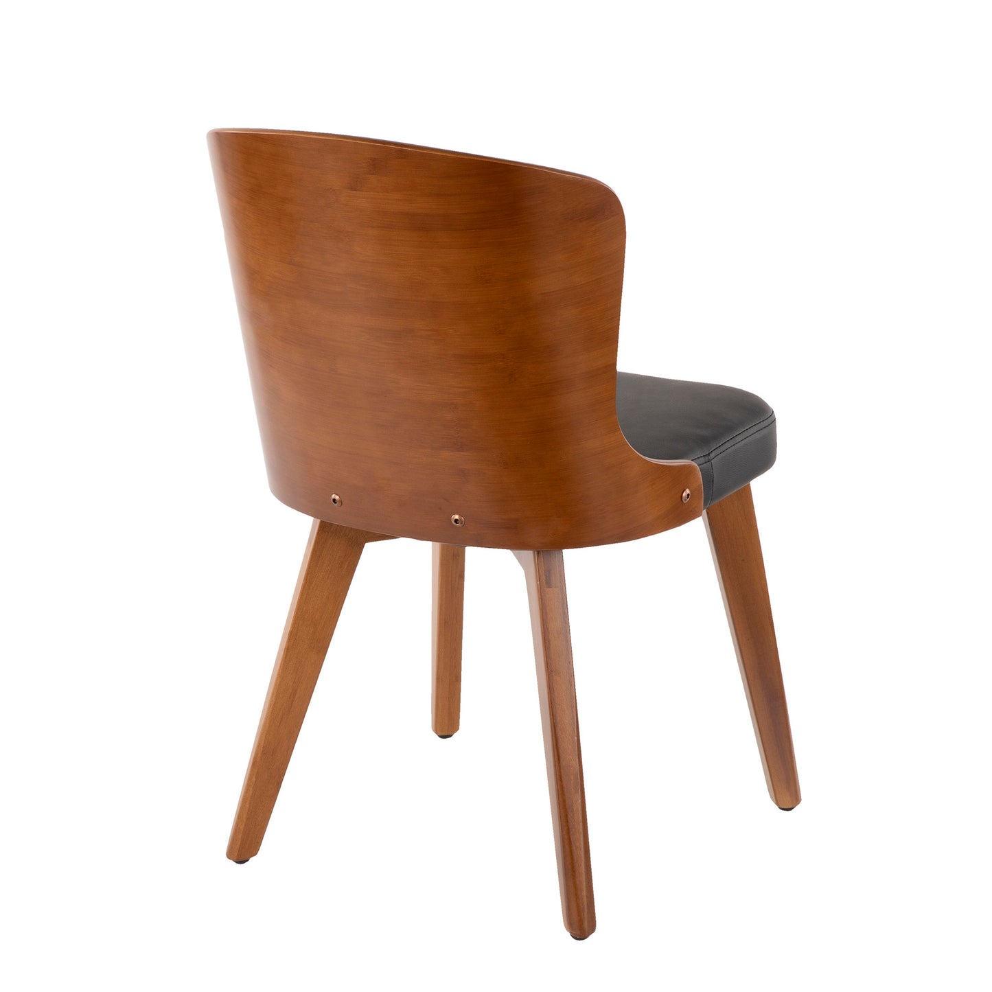 Bocello Mid-Century Chair in Walnut and Black Faux Leather