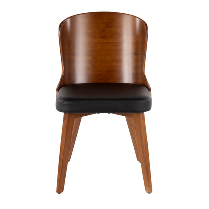 Bocello Mid-Century Chair in Walnut and Black Faux Leather