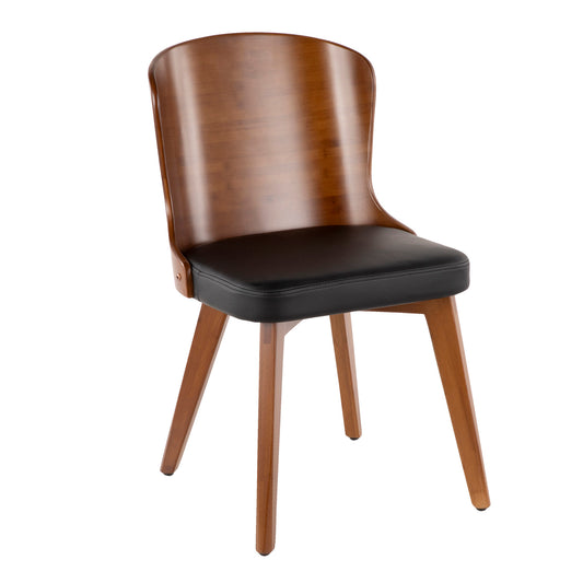 Bocello Mid-Century Chair in Walnut and Black Faux Leather