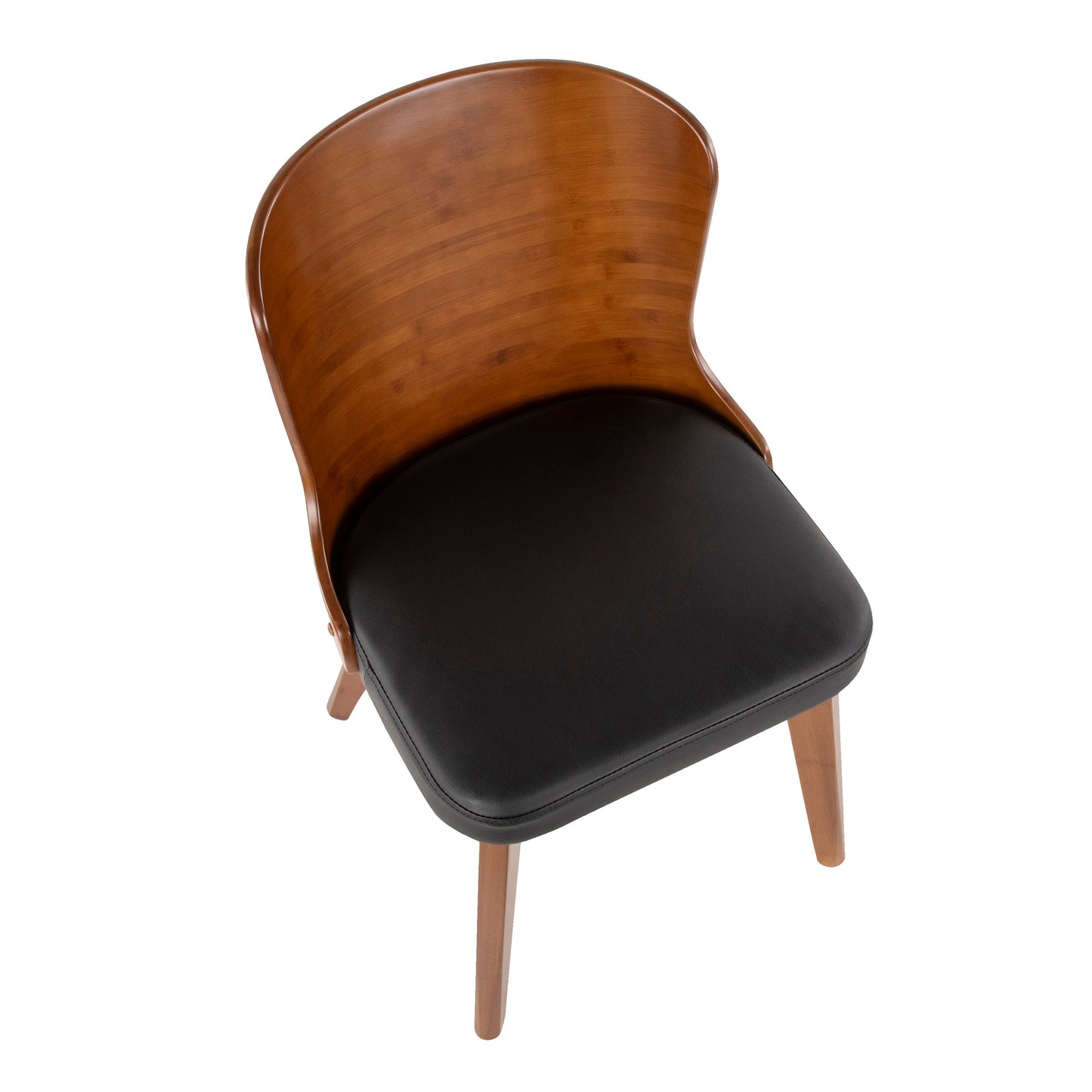 Bocello Mid-Century Chair in Walnut and Black Faux Leather