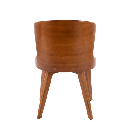 Bocello Mid-Century Chair in Walnut and Black Faux Leather