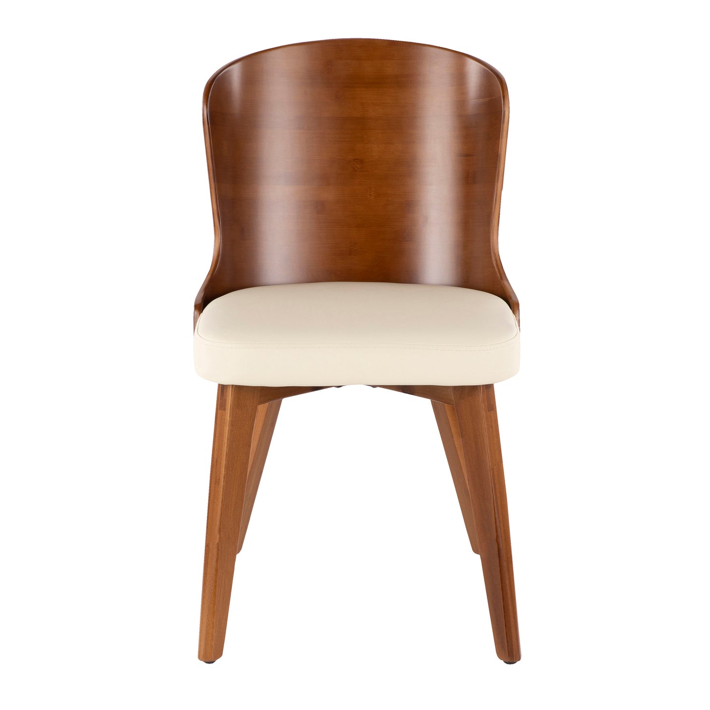 Bocello Mid-Century Chair in Walnut and Black Faux Leather