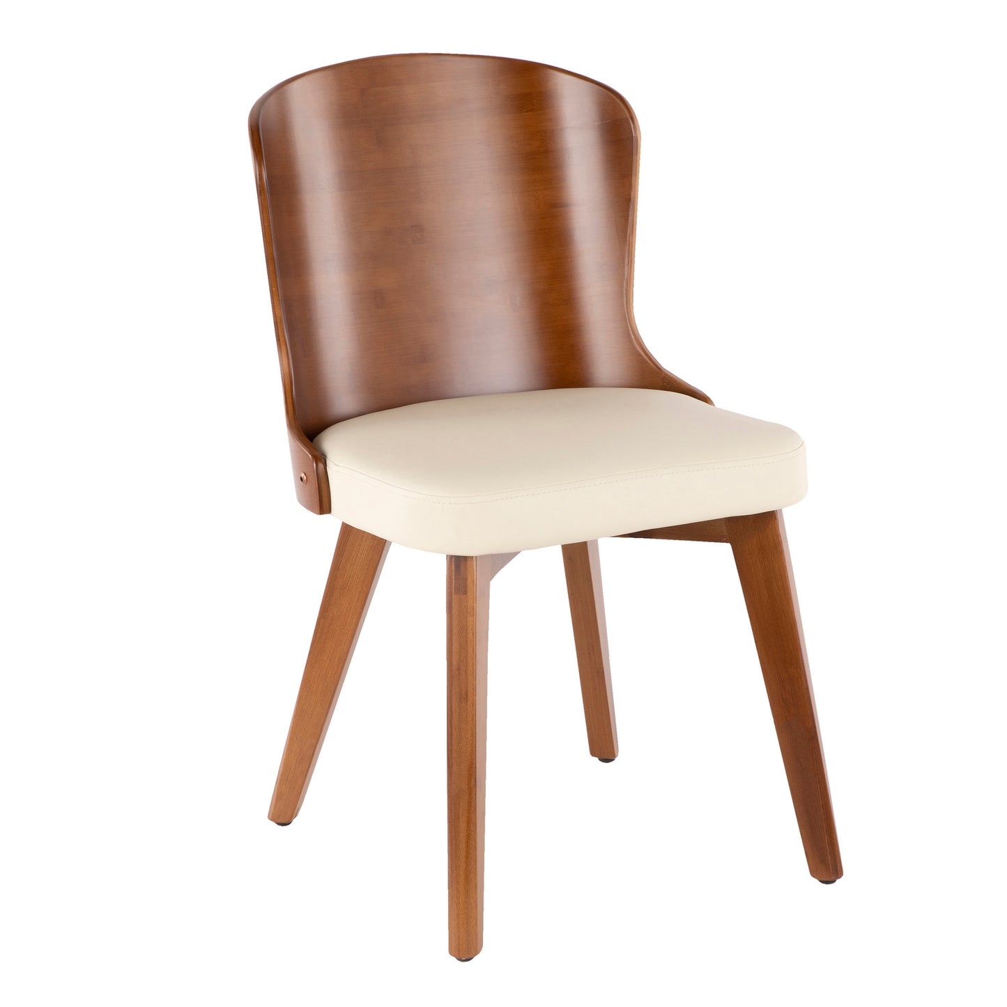 Bocello Mid-Century Chair in Walnut and Black Faux Leather