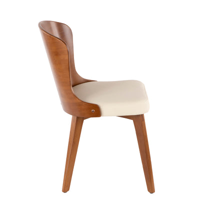 Bocello Mid-Century Chair in Walnut and Black Faux Leather
