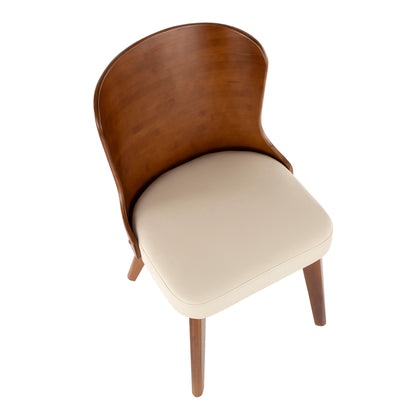 Bocello Mid-Century Chair in Walnut and Black Faux Leather