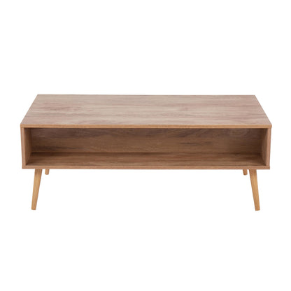 Bora Bora Contemporary Coffee Table in Black Wood with Rattan Accents