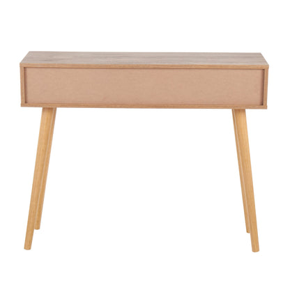 Bora Bora Contemporary Console Table in Black Wood with Rattan Accents