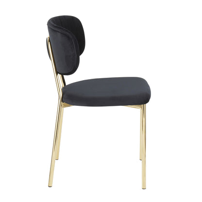 Bouton Contemporary/Glam Chair in Gold Metal and Black Velvet   - Set of 2