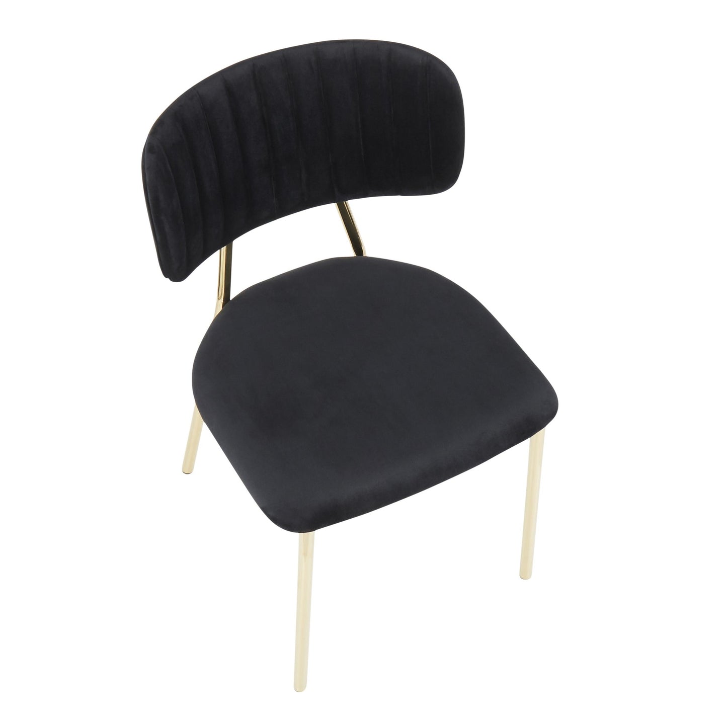 Bouton Contemporary/Glam Chair in Gold Metal and Black Velvet   - Set of 2