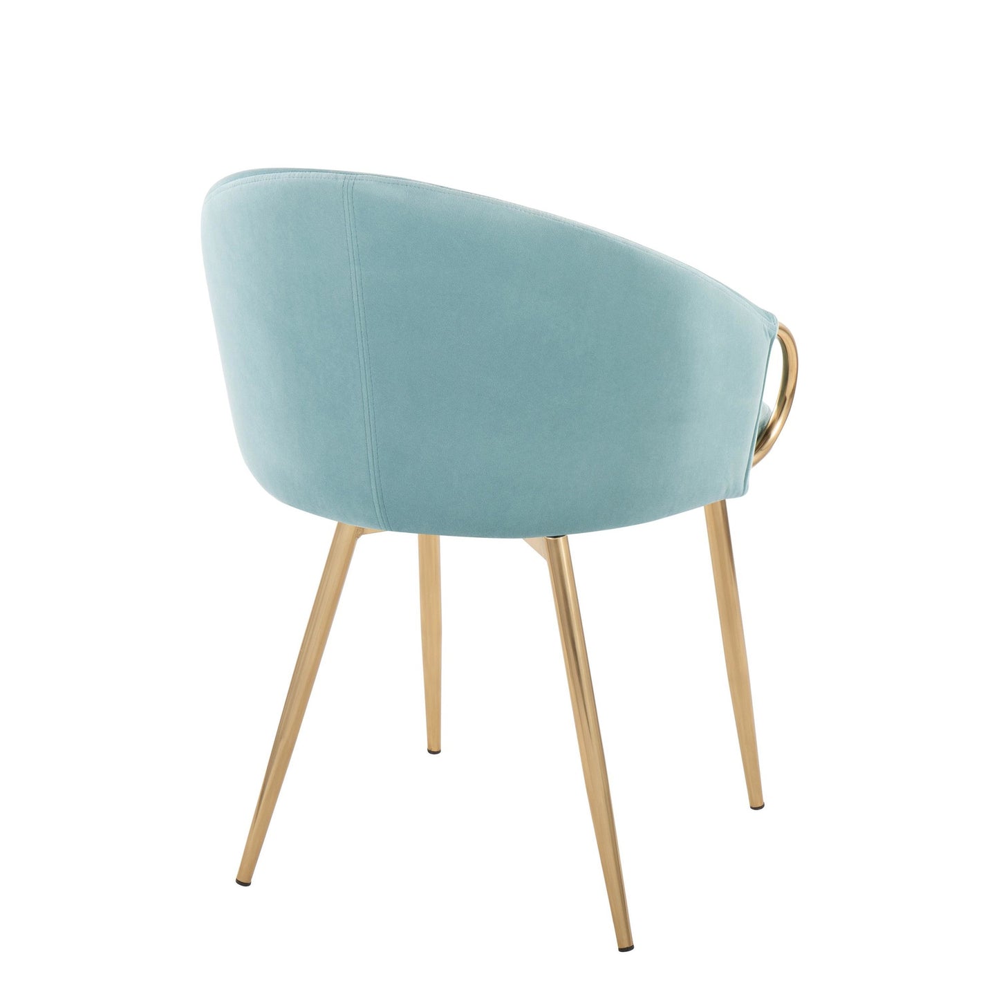 Claire Contemporary/Glam Chair in Gold Metal and Black Faux Leather   - Set of 2