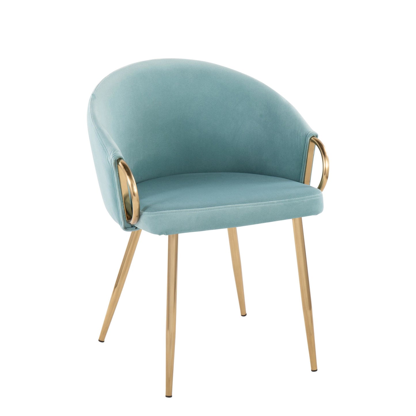 Claire Contemporary/Glam Chair in Gold Metal and Black Faux Leather   - Set of 2