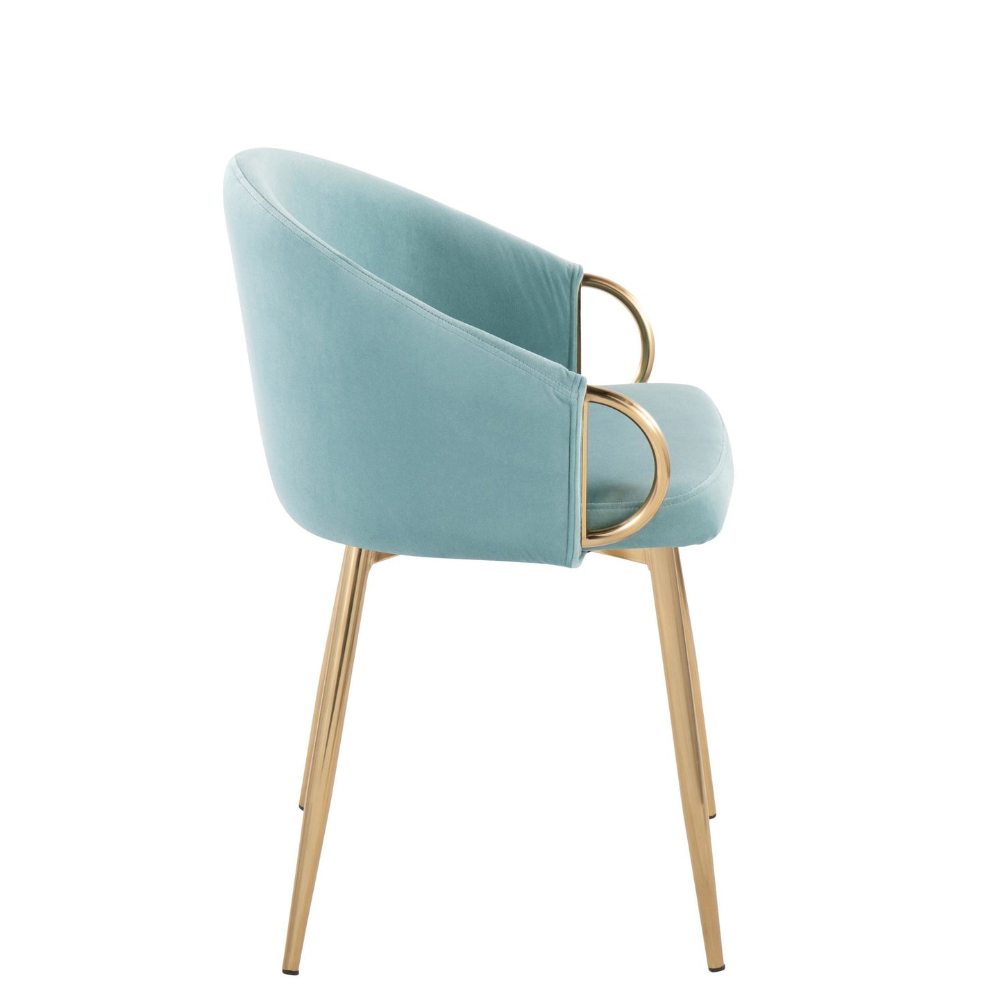 Claire Contemporary/Glam Chair in Gold Metal and Black Faux Leather   - Set of 2