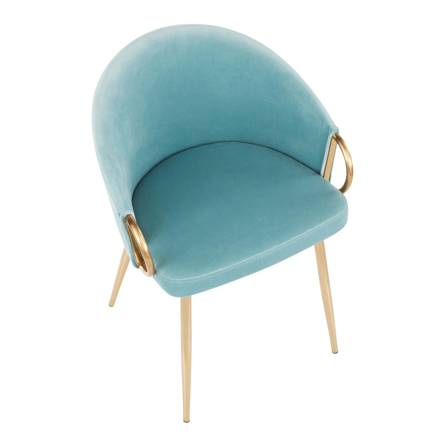 Claire Contemporary/Glam Chair in Gold Metal and Black Faux Leather   - Set of 2