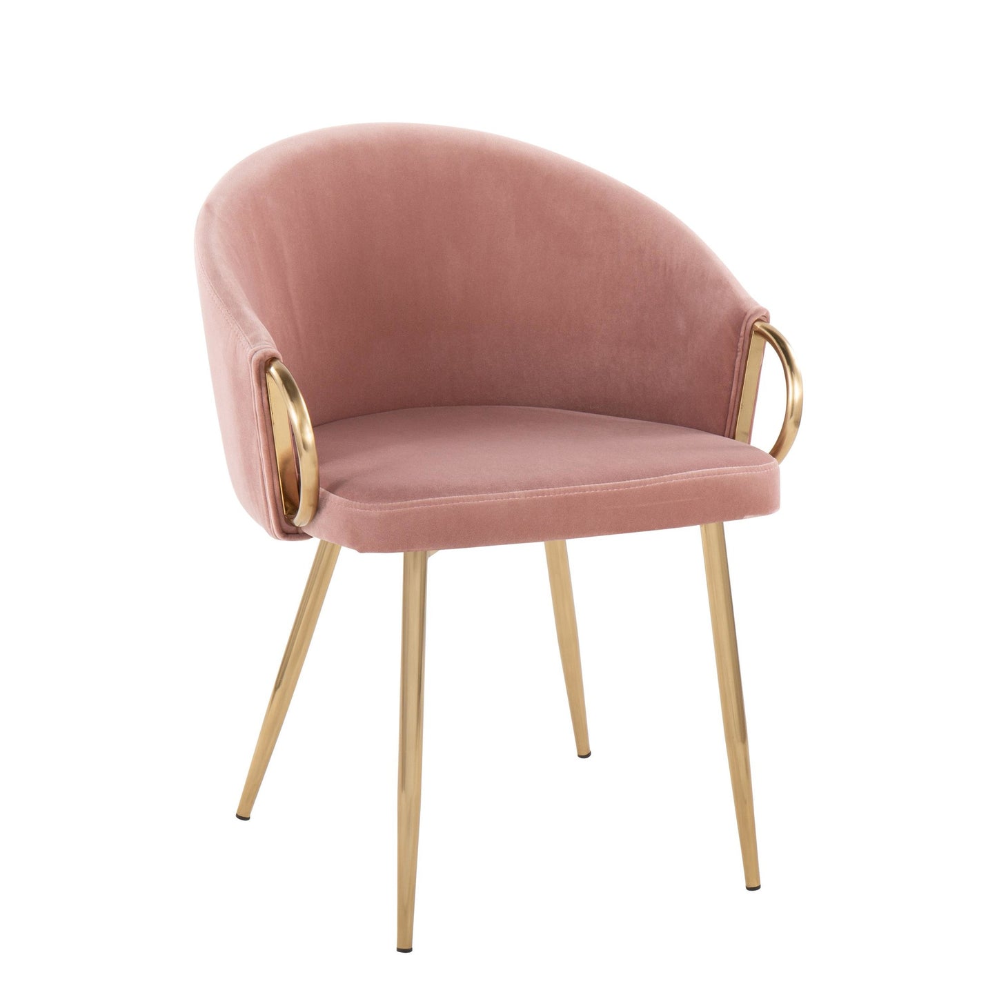 Claire Contemporary/Glam Chair in Gold Metal and Black Faux Leather   - Set of 2