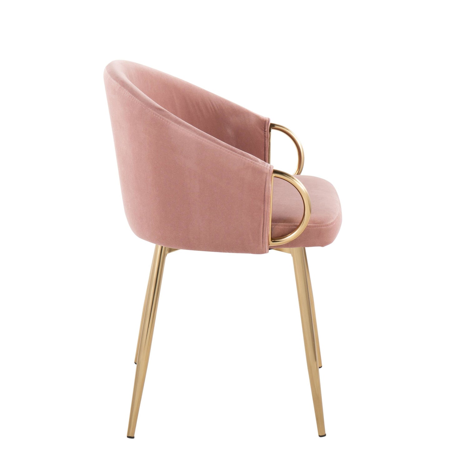 Claire Contemporary/Glam Chair in Gold Metal and Black Faux Leather   - Set of 2