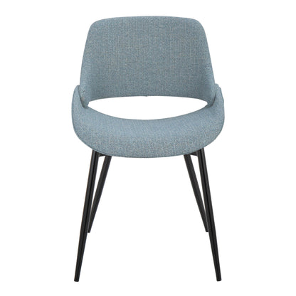 Fabrico Mid-Century Modern Accent/Dining Chair in Natural Wood and Blue Fabric   - Set of 2