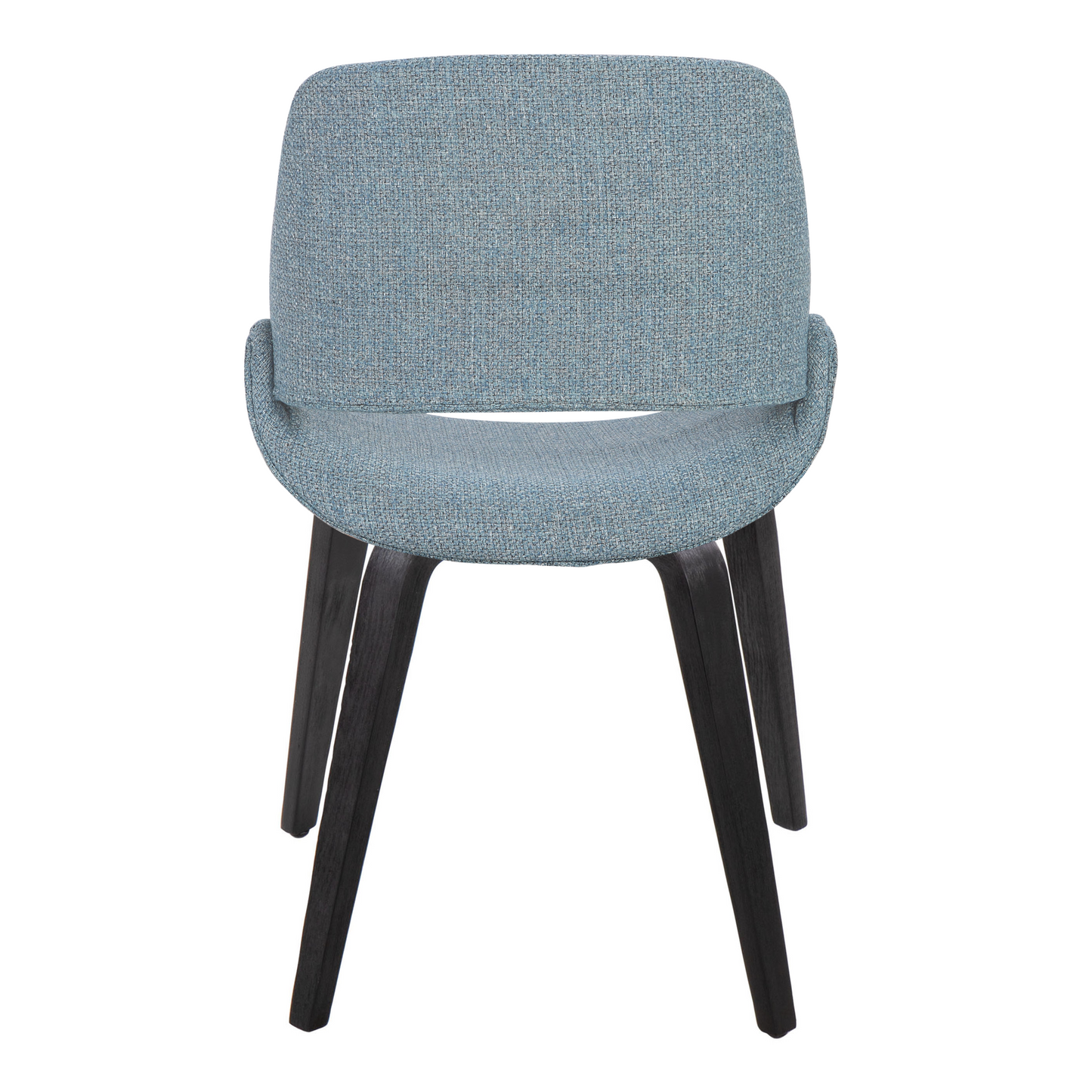 Fabrico Mid-Century Modern Accent/Dining Chair in Natural Wood and Blue Fabric   - Set of 2