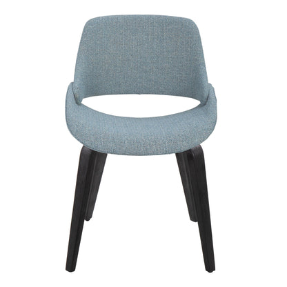 Fabrico Mid-Century Modern Accent/Dining Chair in Natural Wood and Blue Fabric   - Set of 2