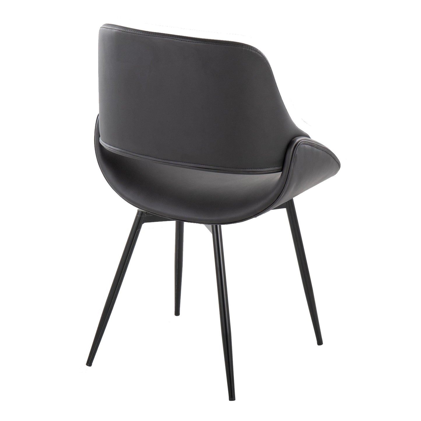 Fabrico Contemporary Accent Chair in Antique Copper Metal and Black Faux Leather   - Set of 2