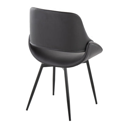 Fabrico Contemporary Accent Chair in Antique Copper Metal and Black Faux Leather   - Set of 2