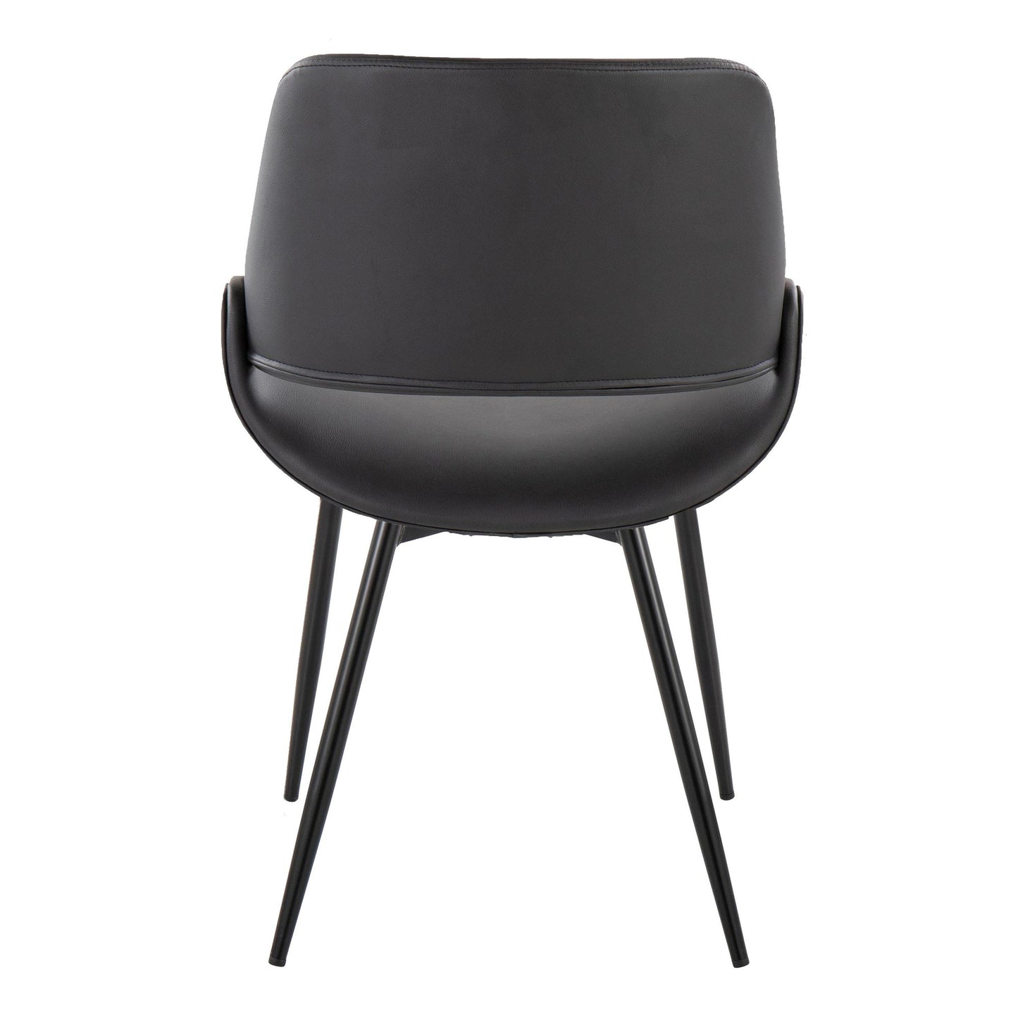 Fabrico Contemporary Accent Chair in Antique Copper Metal and Black Faux Leather   - Set of 2