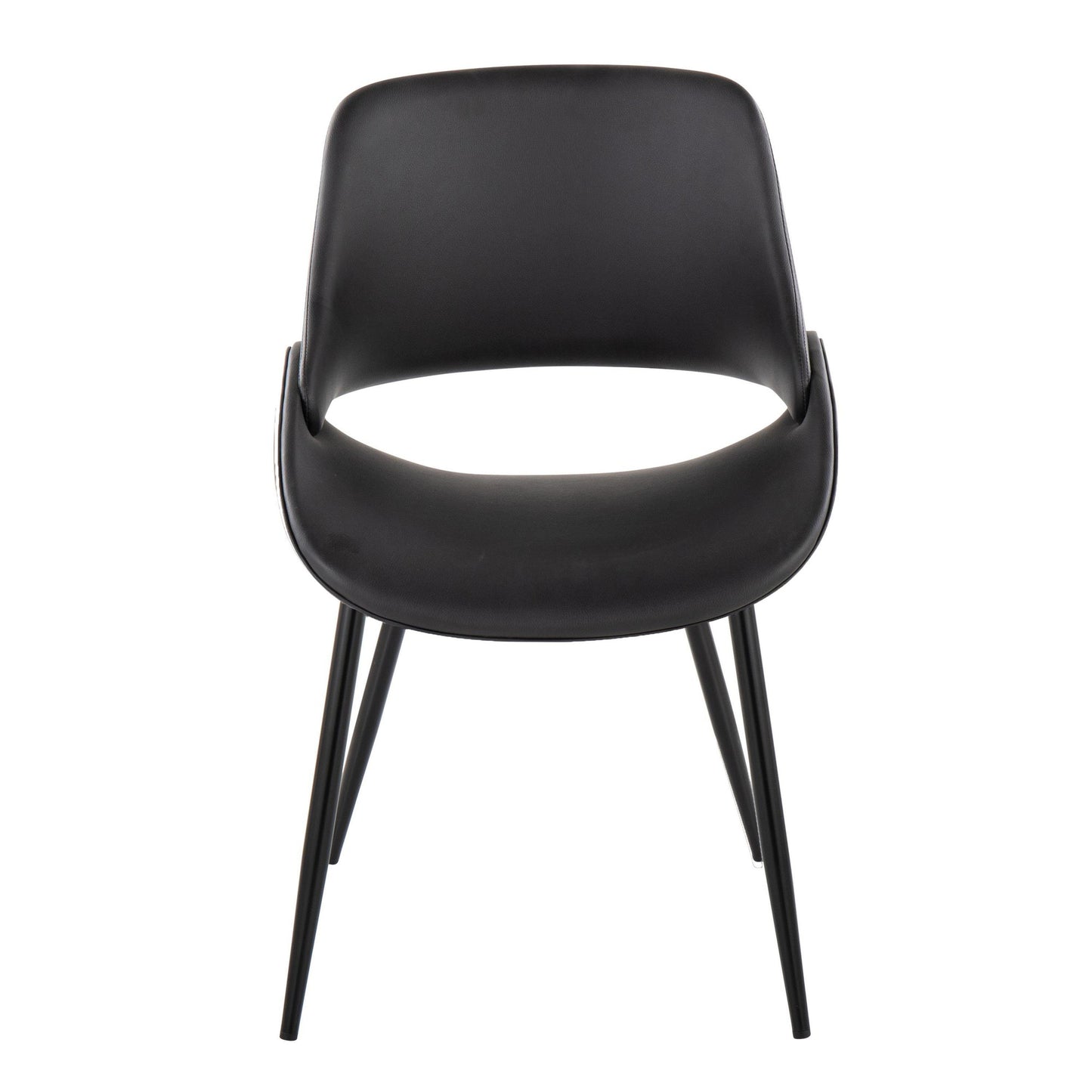 Fabrico Contemporary Accent Chair in Antique Copper Metal and Black Faux Leather   - Set of 2