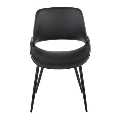 Fabrico Contemporary Accent Chair in Antique Copper Metal and Black Faux Leather   - Set of 2