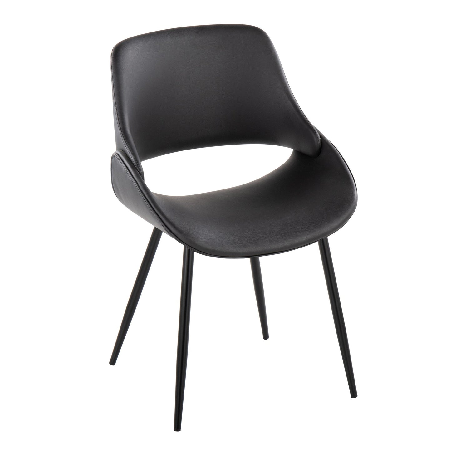 Fabrico Contemporary Accent Chair in Antique Copper Metal and Black Faux Leather   - Set of 2