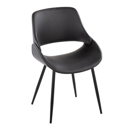Fabrico Contemporary Accent Chair in Antique Copper Metal and Black Faux Leather   - Set of 2
