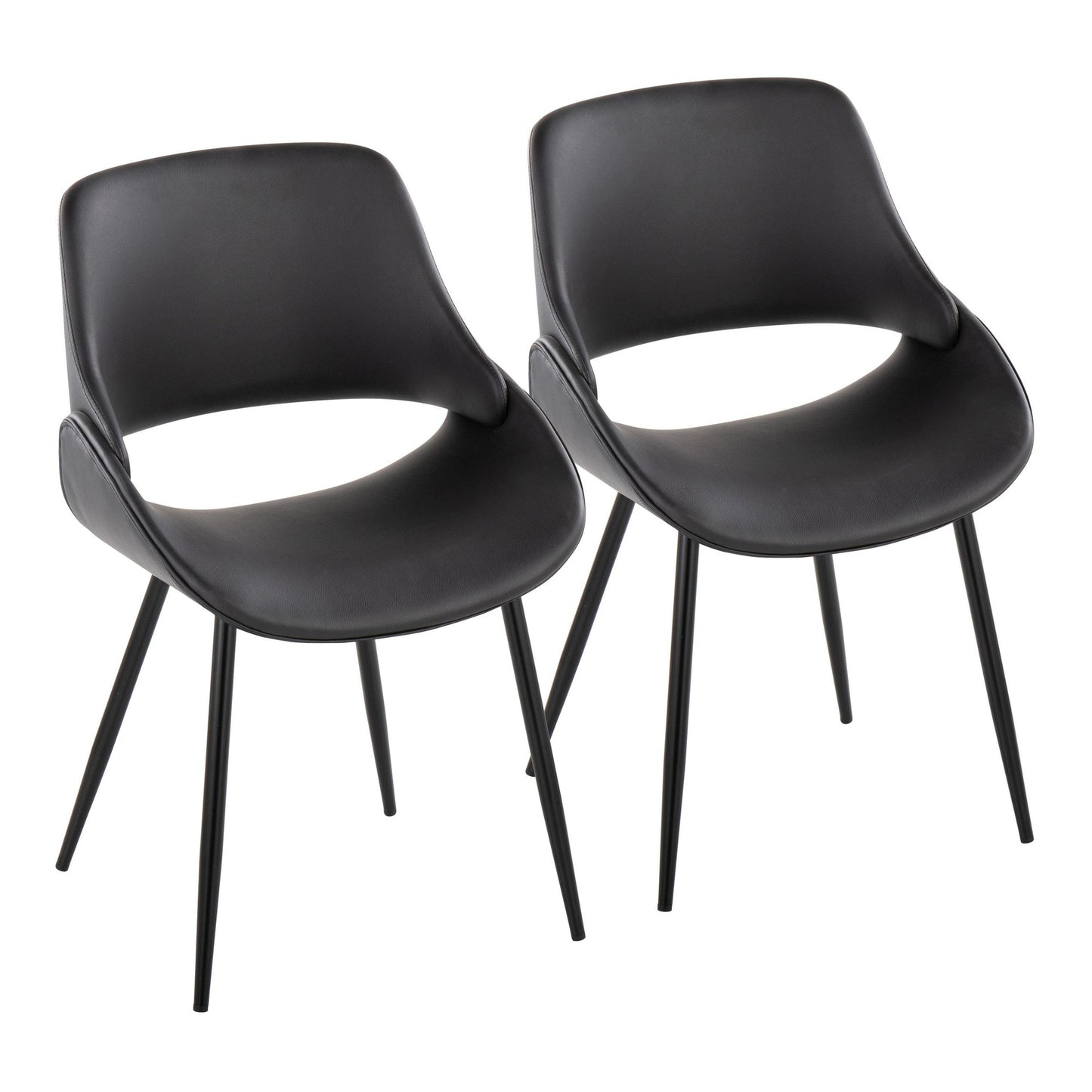 Fabrico Contemporary Accent Chair in Antique Copper Metal and Black Faux Leather   - Set of 2