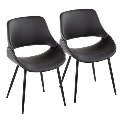 Fabrico Contemporary Accent Chair in Antique Copper Metal and Black Faux Leather   - Set of 2