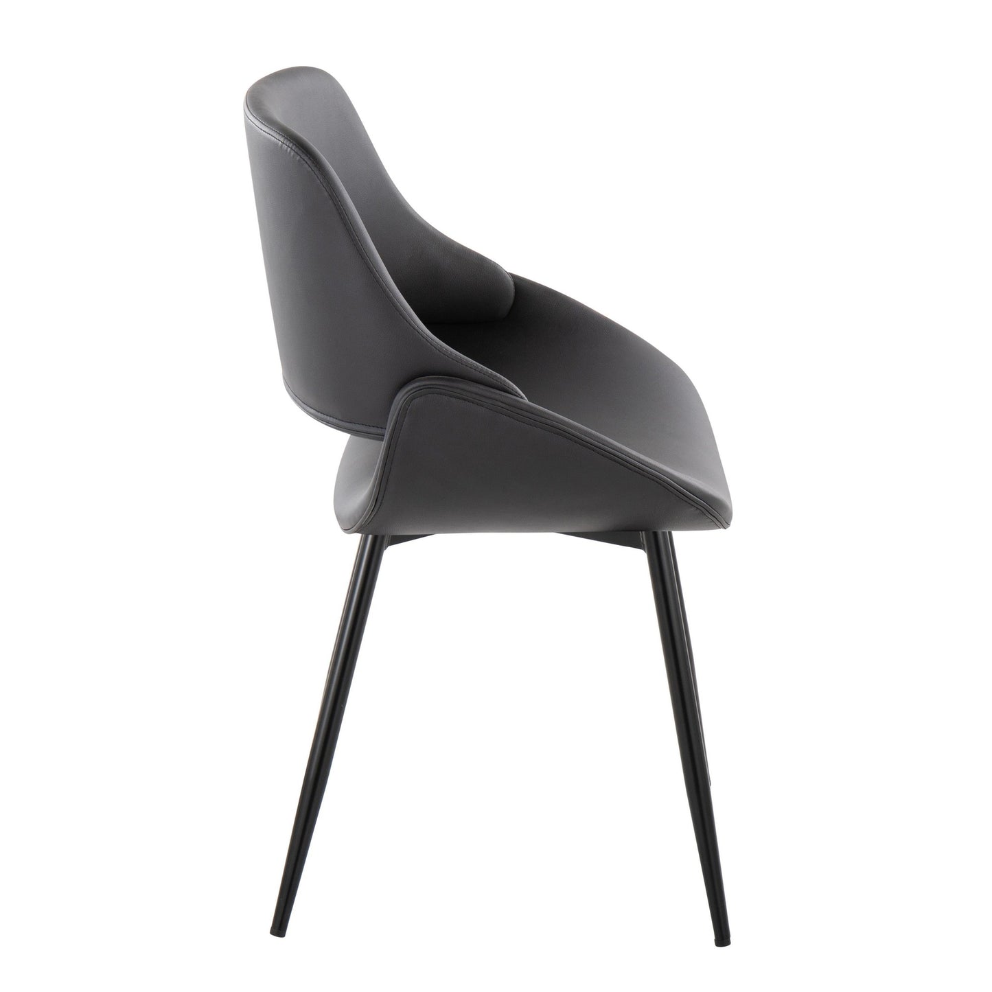 Fabrico Contemporary Accent Chair in Antique Copper Metal and Black Faux Leather   - Set of 2