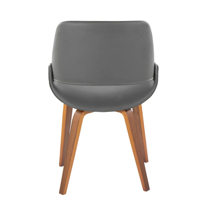 Fabrico Mid-Century Modern Dining/Accent Chair in Walnut and Charcoal Fabric by LumiSource - Set of 2