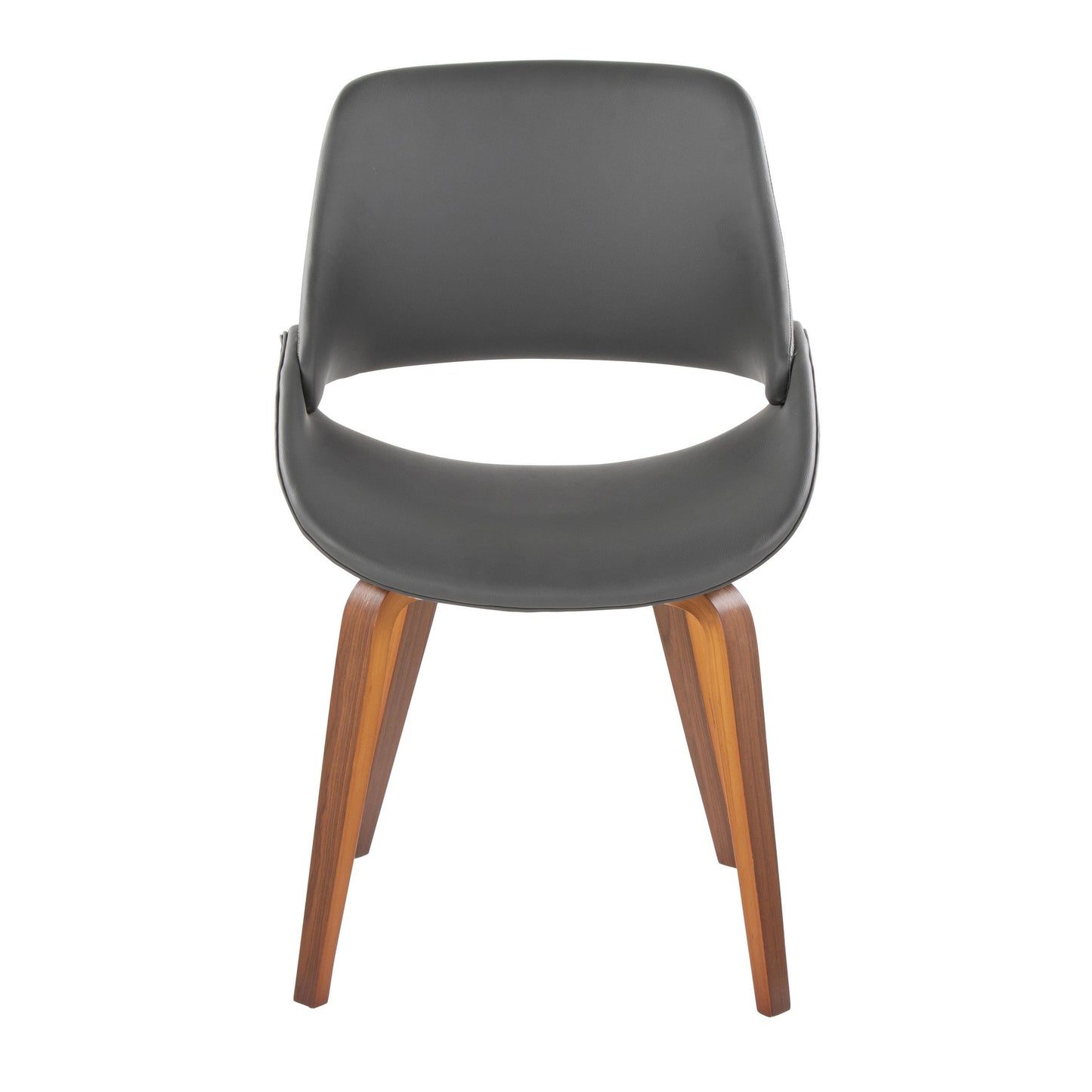 Fabrico Mid-Century Modern Dining/Accent Chair in Walnut and Charcoal Fabric by LumiSource - Set of 2