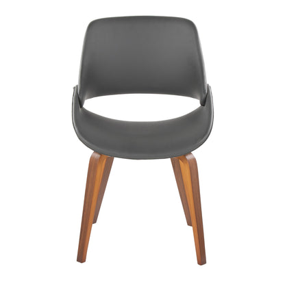 Fabrico Mid-Century Modern Dining/Accent Chair in Walnut and Charcoal Fabric by LumiSource - Set of 2