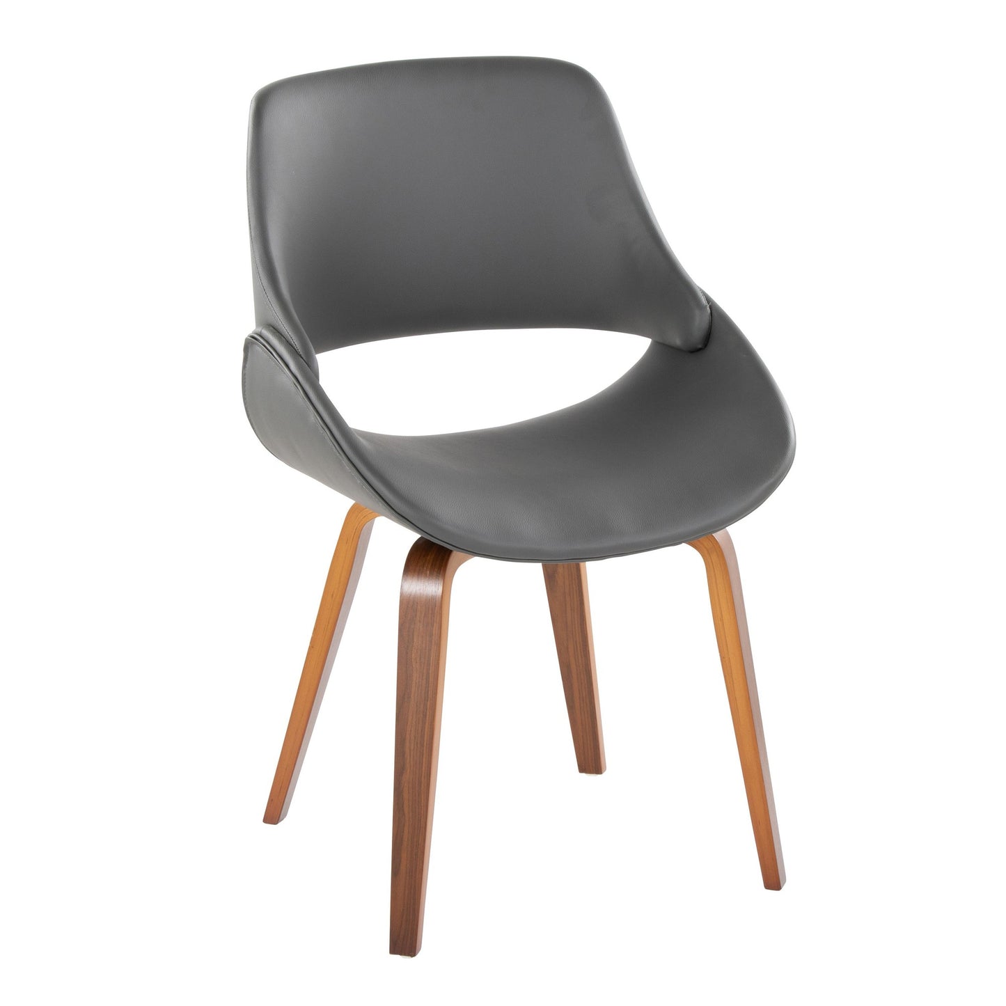 Fabrico Mid-Century Modern Dining/Accent Chair in Walnut and Charcoal Fabric by LumiSource - Set of 2