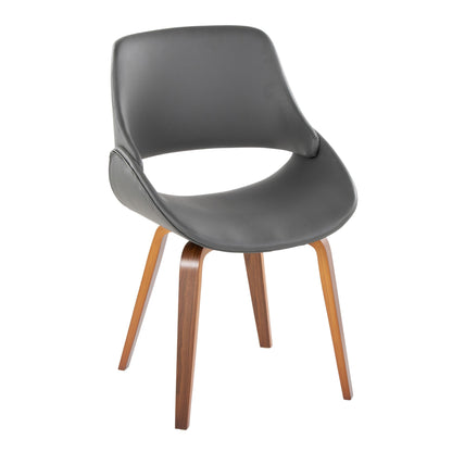 Fabrico Mid-Century Modern Dining/Accent Chair in Walnut and Charcoal Fabric by LumiSource - Set of 2