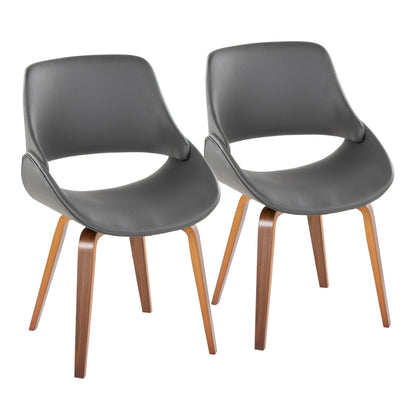 Fabrico Mid-Century Modern Dining/Accent Chair in Walnut and Charcoal Fabric by LumiSource - Set of 2