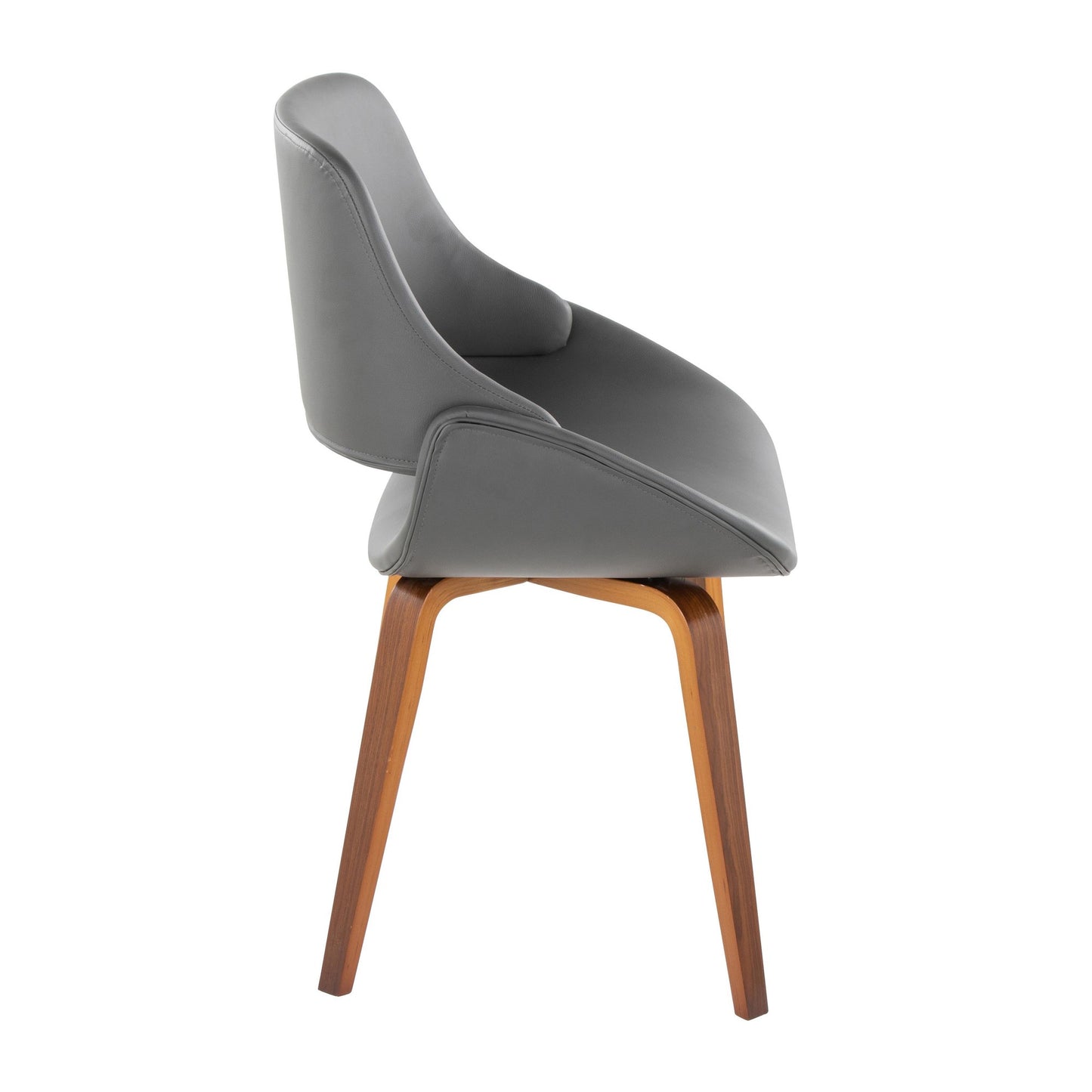 Fabrico Mid-Century Modern Dining/Accent Chair in Walnut and Charcoal Fabric by LumiSource - Set of 2