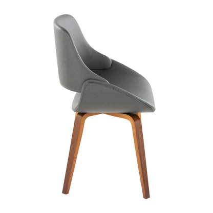 Fabrico Mid-Century Modern Dining/Accent Chair in Walnut and Charcoal Fabric by LumiSource - Set of 2