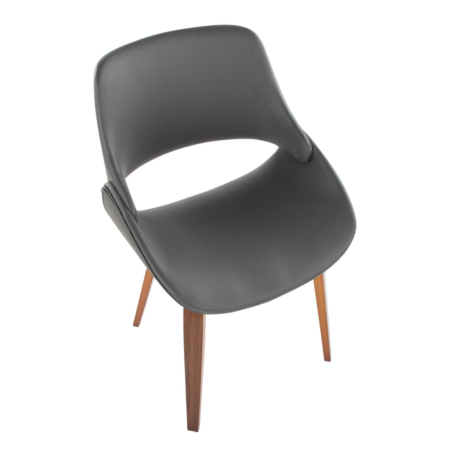 Fabrico Mid-Century Modern Dining/Accent Chair in Walnut and Charcoal Fabric by LumiSource - Set of 2