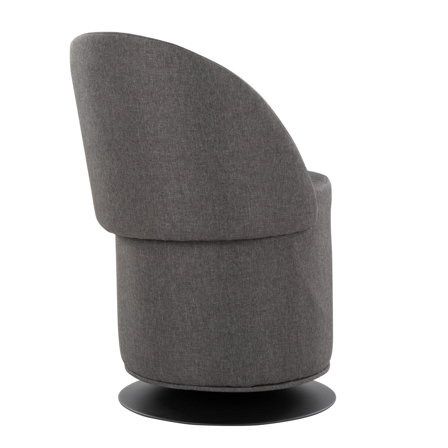 Finch Contemporary Swivel Chair in Black Metal and Charcoal Fabric