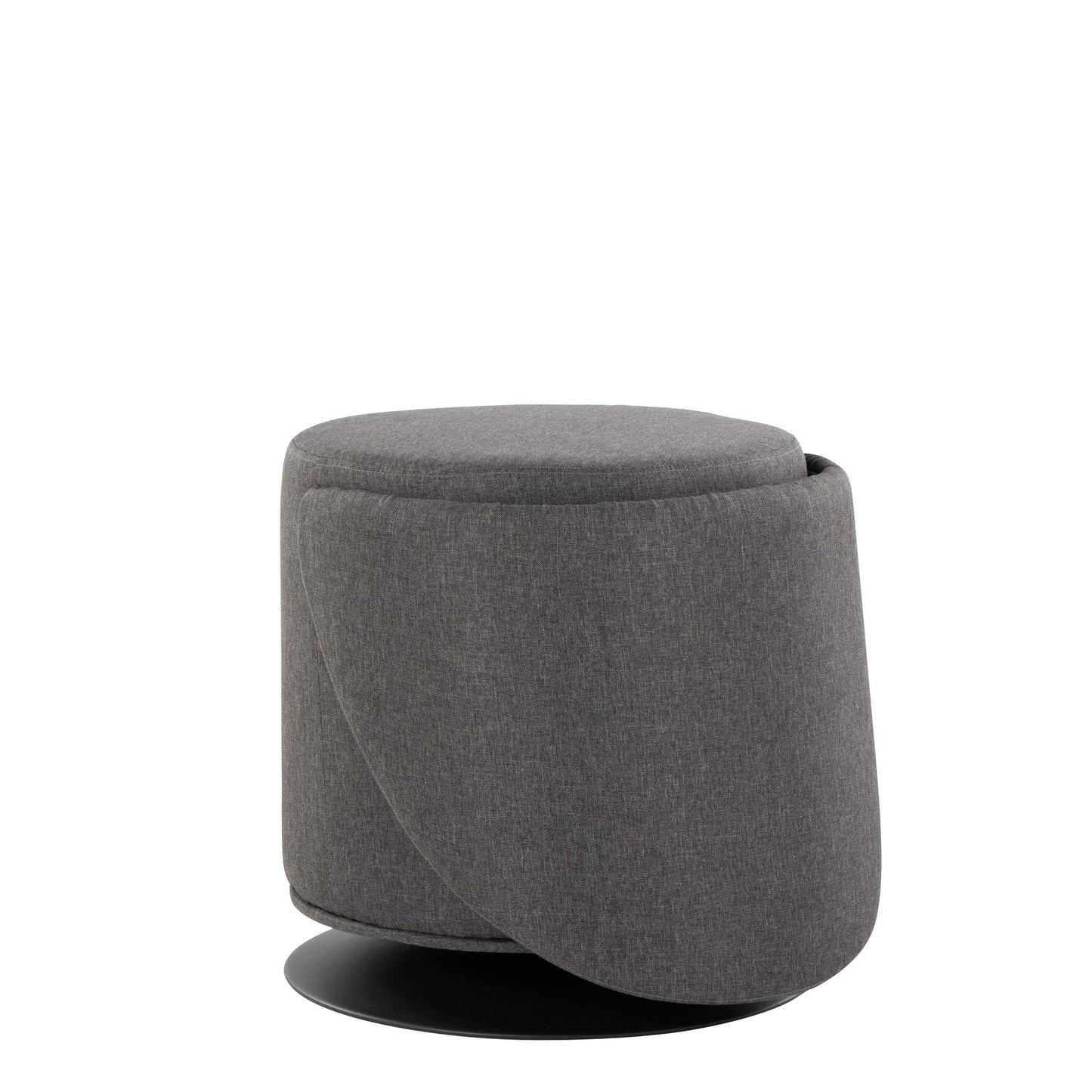 Finch Contemporary Swivel Chair in Black Metal and Charcoal Fabric