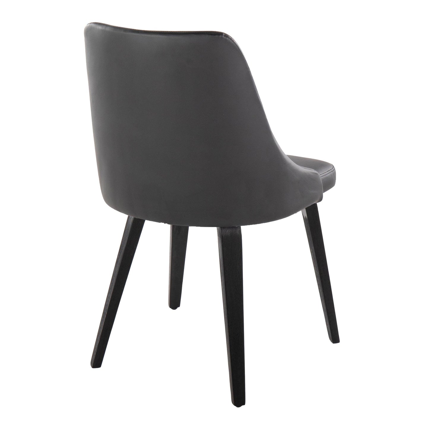 Marche Contemporary Accent/Dining Chair in Black Wood and Black Faux Leather   - Set of 2