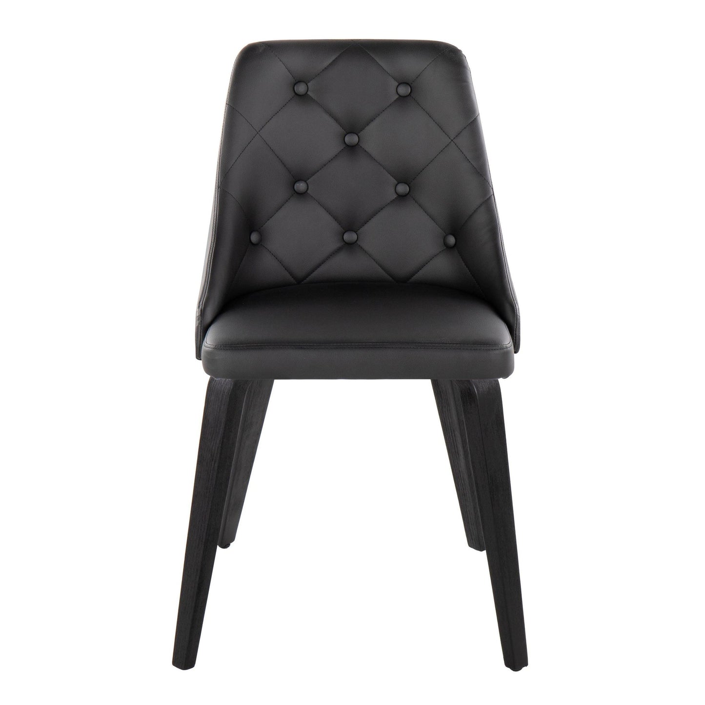 Marche Contemporary Accent/Dining Chair in Black Wood and Black Faux Leather   - Set of 2